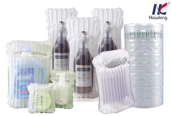 Custom Q Shaped Air Column Bags Inflatable Packaging pouch For Glass Bottle