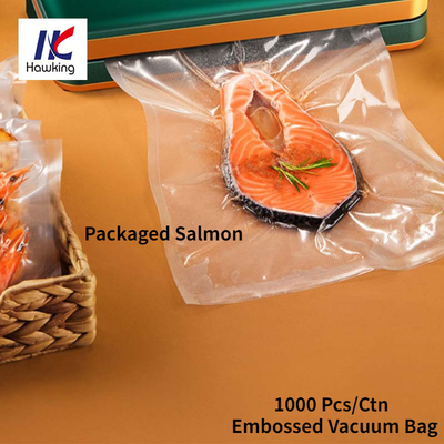 Food Vacuum Bag 70 Microns Of Plastic Transparent Packed For Salmon