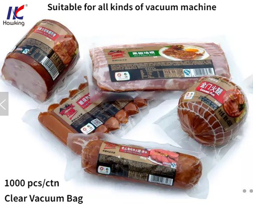 Preserved Meat Food Clear Vacuum Packaging Bag 1000 Pac / Ctn